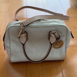 Michael Kors White Satchel Bag with Gold Accents